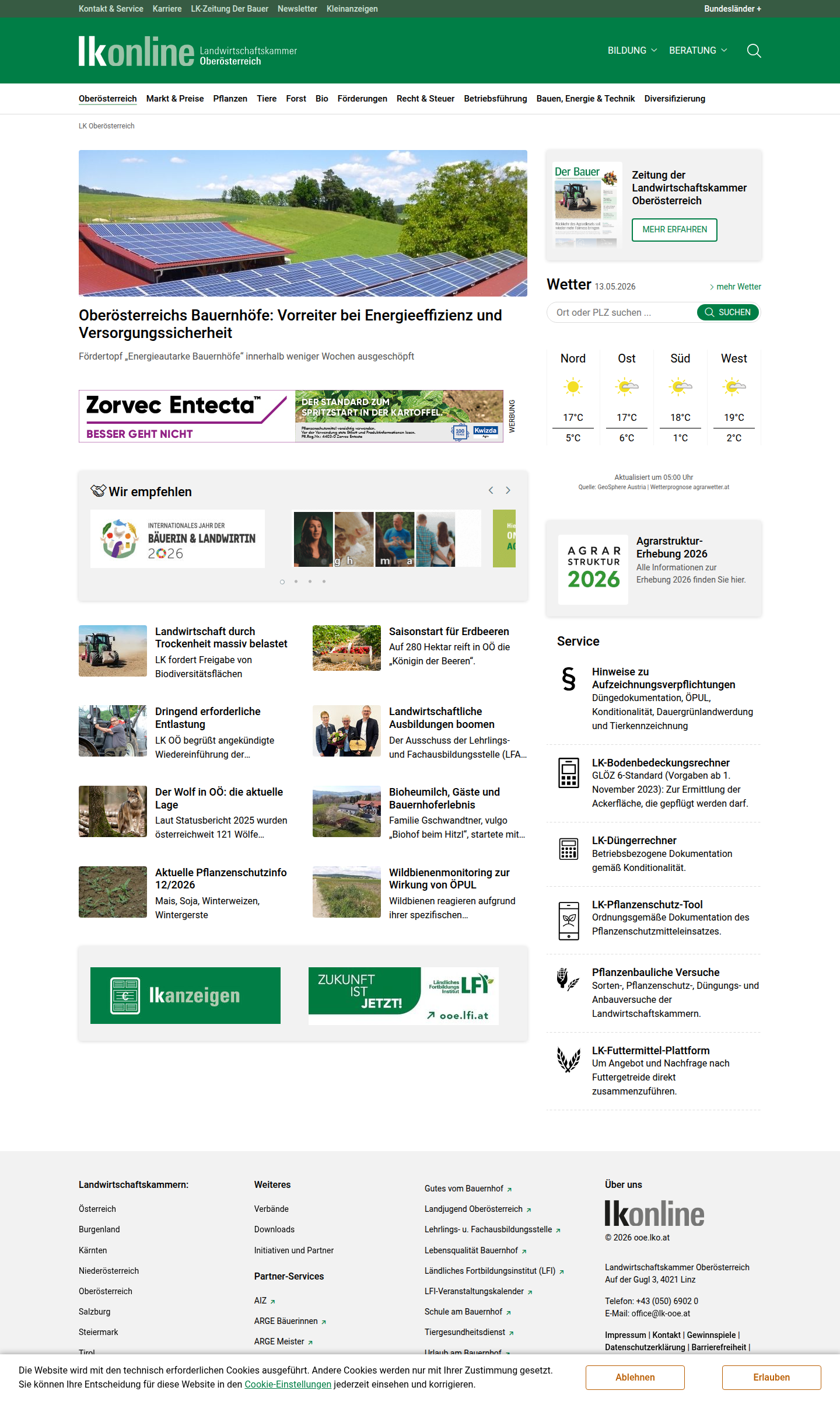 Startseite der Landwirtschaftskammer Oberösterreich